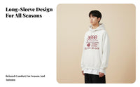 Korean Style Hooded Sweatshirt, Relaxed Long Sleeve Top, Letter Print Unisex Autumn