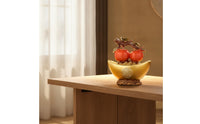 Gilded Wealth Vessel Bowl with Persimmons Wealth Tabletop Decoration Traditional Sculpture for Housewarming