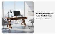 Long Desk with 2 Drawers Built-in Storage Two Person Desk modern aesthetic Computer Table for Professionals, Homeowners, Living Room, Bedroom