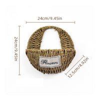 Woven Wall Hanging Basket Artisanal Wall Basket with Handle Rustic