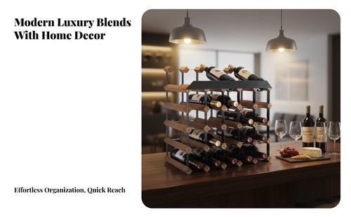 Solid Wood Wooden Wine Rack Minimalist Design Countertop Wine Rack Versatile Decor Tabletop Bottle Holder Sturdy Construction for Homeowners, Adults, Dining Room, Restaurant, Pantry, Cabinet