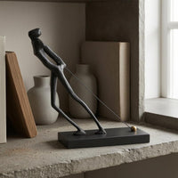 Pulling Figure Sculpture Minimalist Human Figure Sculpture Matte Finish