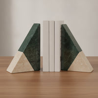 Marble Bookends Polished Stone Bookend  with Flat Base for Readers, Home Office