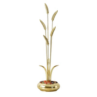 Wheat Sculpture with Bowl Base Sculptural Decorative Brass Bowl Gold-Tone