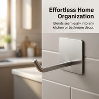 Cabinet Metal Pantry Hook, Strong Stainless Steel Single for Kitchen Utensils & Towels, No-Drill Wall Protection, Versatile Hangers for Cooks
