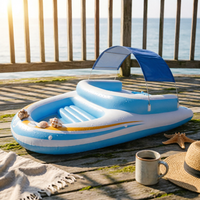 Inflatable Boat Raft Backrest PVC Buoyant Vessel Boat Heavy Duty PVC Raft Raised Seat Water Craft Grab Handles