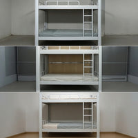 Iron Bunk Bed Space-Saving Metal Bunk Bed Furniture for Employees, Roommates, Student Apartment, Employee Housing, Shared Room