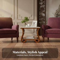 New Chinese Aesthetic Marble-Top Side Table Modern Design Mixed-Material Side Table Minimalist design theme Household Furniture Sturdy Construction for Apartment Dwellers, Interior Designers, Living Room, Bedroom, Entryway, Reception Area
