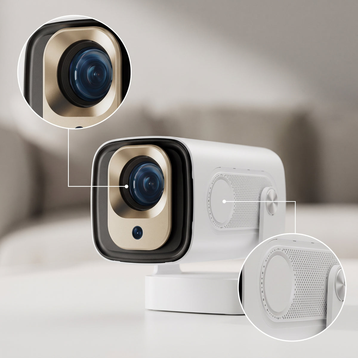 1080P Native Projection Device with Stand Auto Focus Short Throw Projection Device 180 Degree Rotatable 6 for Students