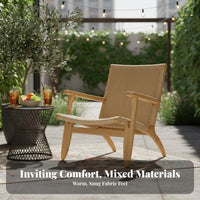 Woven Rope Lounge Chair Sturdy Wood Frame Indoor Furnishing Foldable Design Floor Protection for Cafe Owners, Adults