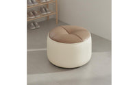 Round Padded Stool Light Sophisticated Design Round Padded Footstool Solid Wood Frame Entryway Shoe Stool for Kids, Bedroom
