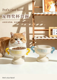 猫碗陶瓷猫食盆增高架保护颈椎防黑下巴狗碗狗盆比熊泰迪粮碗水碗
