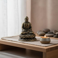 Antique Bronze Buddha Figurine Intricate Details Spiritual Decor for Collectors