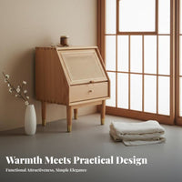 Rattan Drawer Nightstand Nordic Design Wicker Front End Table Woven Panel Design