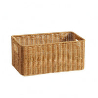 Rectangular Woven Basket Light Brown Woven Container Basket Decorative for Home Organization