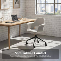 archedd spine Rolling Chair Height Adjustable rotate Seat Space Saving for Bedroom
