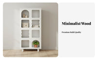 Solid Wood Legs Cream Design Low Cabinet Easy to Clean Underneath Modular Cubby Bookshelf Anti-Tip Safety Feature Freestanding Stackable Organizer for Living Room, Home Office, Bedroom, Entryway