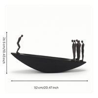 Boat Sculpture with Figures Minimalist Abstract Sculpture Artistic Decorative Statue for Living Room, Shelf