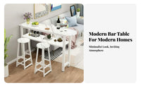 3 Pieces Space-Saving Narrow Counter Height Dining Set Modern Design High Top Table and Chairs Set Multi-Functional Narrow Sofa Table with Stools Stable Steel Frame for Apartment Dwellers, Homeowners, Students, Small Areas, Living Room, Breakfast Nook