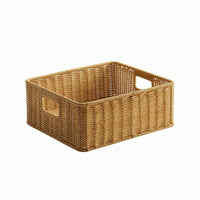 Plastic Weave Storage Basket Open-Top Woven Organizer Bin Low-Profile for Drawer
