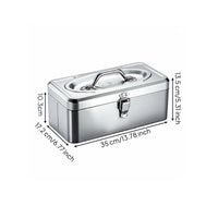 Stainless Steel Toolbox Brushed Silver Hard-Shell Toolbox Latch Closures