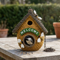 Bird Nest Hanging Decorative Bird House Resin Birdhouse for Patio