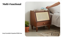 Bedside Storage Cabinet Modern Minimalist Design Wicker-Front Cabinet for Study