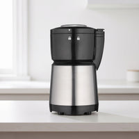 Compact Coffee and Seasoning Grinder Multi-Functional Electric Grinder with Steel Cup Safety Lock Brushed Silver for Home Cooks, Kitchen, Countertop, Office