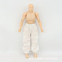 shf素体人偶衣服工装裤关节可动绘画美术模型人偶1/12手办娃衣批