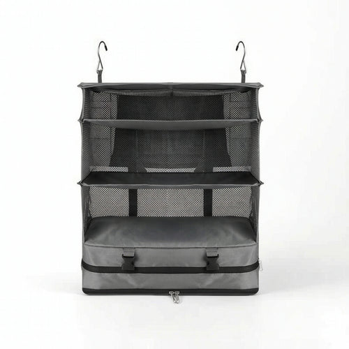 Hanging Travel Organizer 3-Tier Closet Organizer with Zipper Bag Collapsible