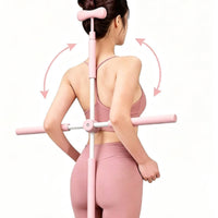 Cross-Shaped Posture Training Bar Telescopic Stretching Stick with Headrest Padded Posture Corrector Stick Lightweight for Adults, Children, Home, Studio
