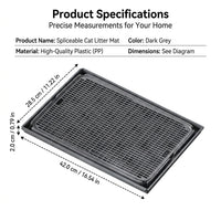 Large Cat Litter Mat with Grooved Surface, Single-Layer Anti-Litter Tracking Mat for Indoor Cats, Litter Trapping Mat for Household Pet Support