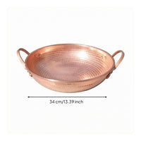 Handmade Copper Wok Hammered Stir Fry Pan Dimpled