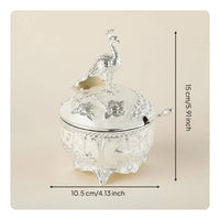 Peacock Sugar Bowl With Lid and Spoon European Style Spice Container Handmade Originality Decorative Candy Dish for Dining Table