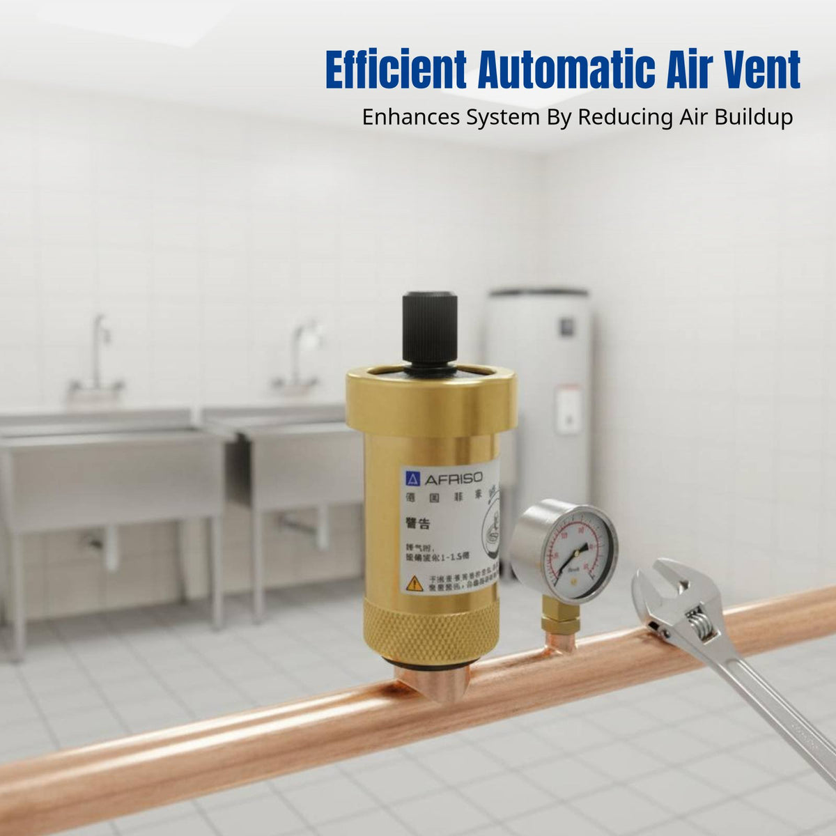 Automatic Brass Air Vent Valve for Heating, Central Air Conditioning, Water Supply, Heat Pump, Multiple Thread Options