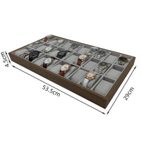 Black Walnut Wood 30-Slot Watch Display Tray for Glasses and Jewelry