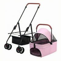 Folding Pet Stroller Zipper Closure Animal Transport Easy to Fold