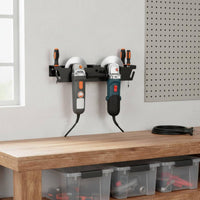 Space Saving Double-Hole Angle Grinder Rack Compact Grinder Wall Mount Bracket Easy Reach Long-Lasting for Workshop, Garage