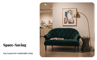 plush fabric Upholstery Tufted Two-Seater Space-Saving Tufted 2-Seater Dark emerald Loveseat Vintage Design for Apartment Dwellers, Shop Owners, Interior Designers, Bawayique, Reception Area, Bedroom, Office