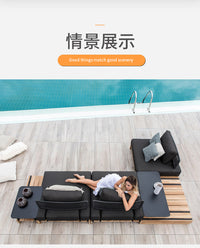 户外沙发庭院柚木防晒防水民宿酒店露台休闲室外花园藤编实木沙发 方茶几【进口柚木】