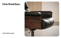 Highspine Managerial Chair Genuine Leather Highspine rotate Armchair Comfortable for Long Sitting sturdy Wood Construction