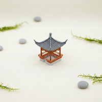 Four-Corner Pavilion Figurine Compact Size Mini Chinese Pavilion for Study Room