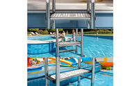 Hard-Wearing Stainless Steel Pool Ladder Curved 3-Step Pool Ladder Easy to Install Sturdy for Backyard