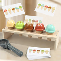 Wooden Ice Cream Matching Toy for Kids, Montessori Early Education, Focus Training