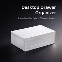 Desktop Drawers Stackable Storage Box with Dust Cover, Small Drawer Organizer for Office Supplies, PP Desk Organiser 18x27x9cm