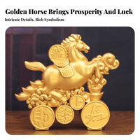 Rotatable Design Horse on Coin Wheels Sculpture Great Gift Idea Good Luck Horse Figurine Exquisite Workmanship for Office, Entryway, Desktop