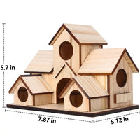 Wooden Birdhouse Nest Box with Multi-Level Complex Design, Solid Wood Freestanding Garden Birdhouse and Bird Nest Box for Outdoor Garden Use