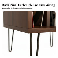 Vinyl Record Storage Cabinet Solid Wood Material Turntable Stand with Record Storage Large Capacity Mid-Retro Modern Console for Living Room, Bedroom