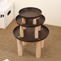 Faux Wood Grain Round Pet Raised Feeder for Cats and Dogs