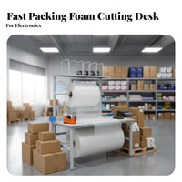 Packing Table with Cutter Stainless Metal Surface Packing Cushioning Dispenser Table Heavy-Duty Anti Workbench for Packers, Mailroom, Workshop